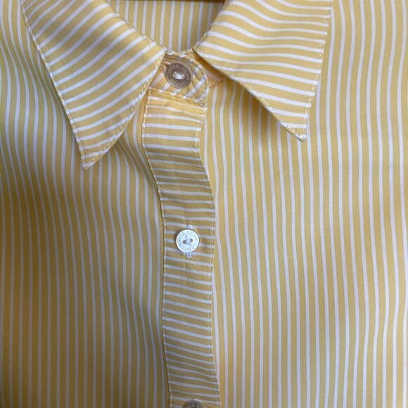 Jones Wear Sport Career Blouse Women's Long Sleeve Yellow Striped Size Medium - Picture 3 of 5